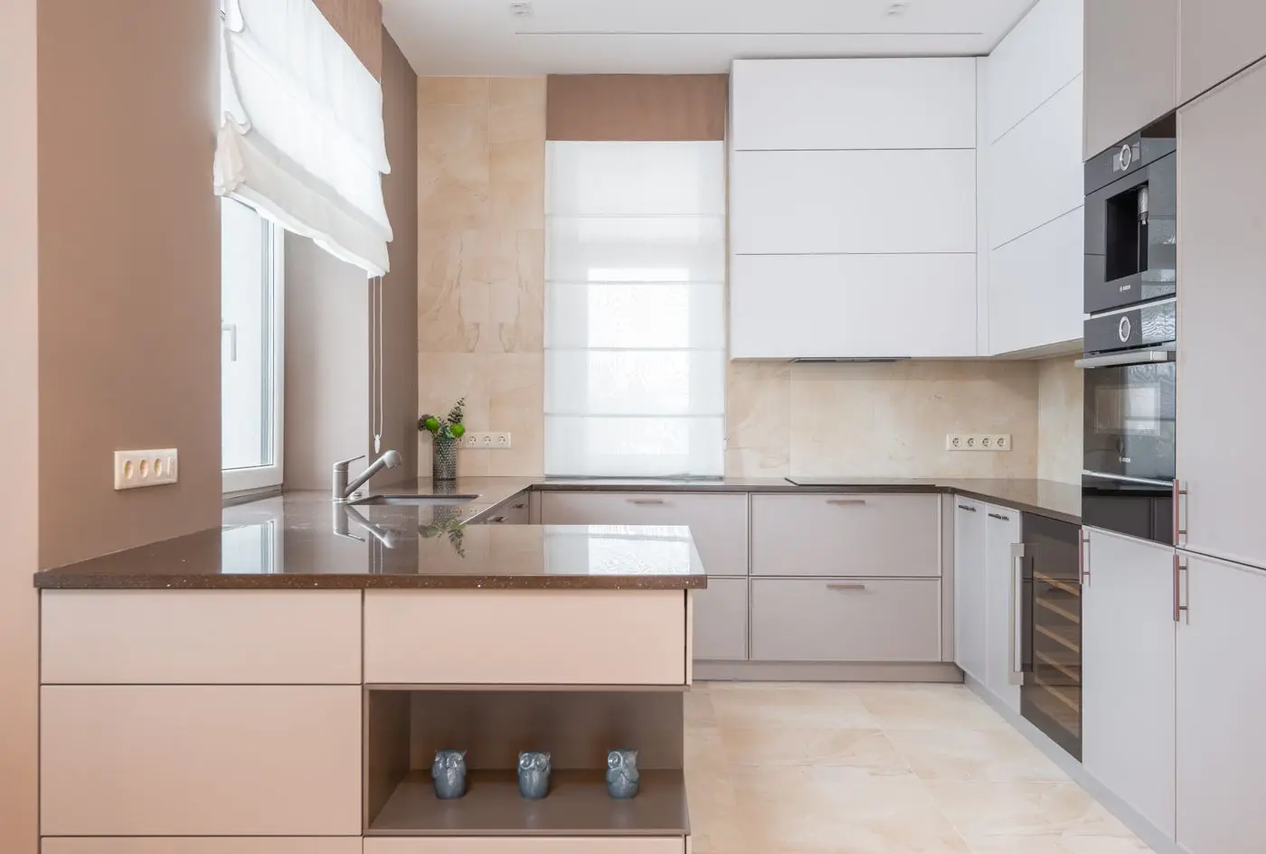 A bright residential kitchen with cabinets and counters. Wheaton.