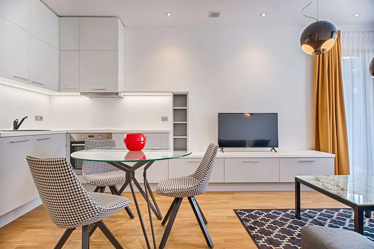 A bright residential kitchen with cabinets and counters. Wheaton.